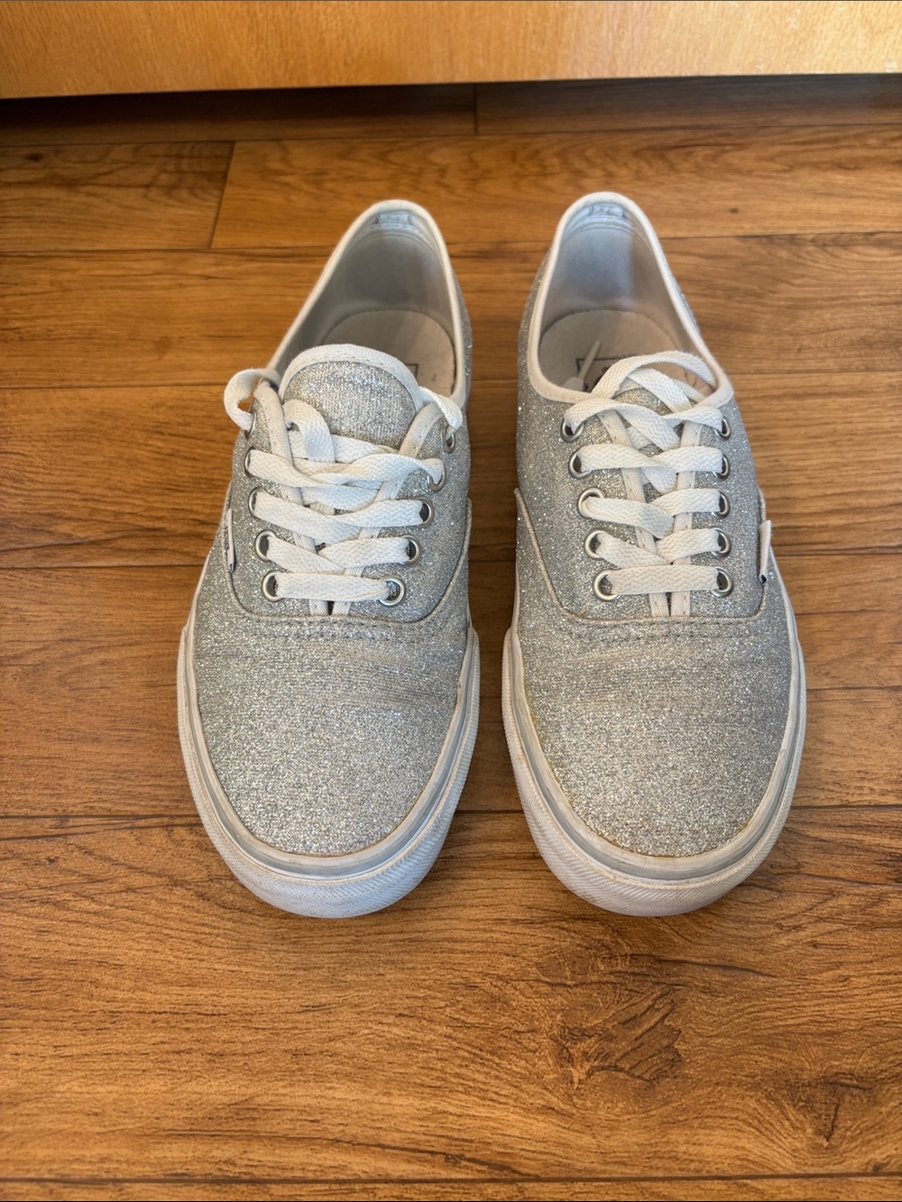 Vans Silver Glitter Women's Lace-Up Sneakers